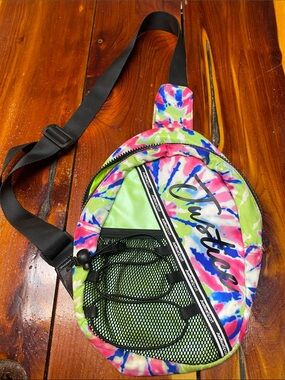 Justice Sport Tie-Dye Crossbody Sling Bag in Pink, Green & Blue